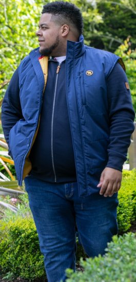 D555 FELIPE Zip Through Padded Gilet With Contrast Colour Lining And Rubber Badge Navy - Jakid ja joped - Joped, suured suurused: 2XL – 12XL