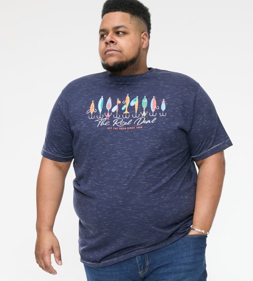 D555 Cropwell Õngekonksu pildiga T-särk tumesinine - T-särgid - Suured T-särgid 2XL – 14XL