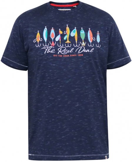 D555 Cropwell Õngekonksu pildiga T-särk tumesinine - T-särgid - Suured T-särgid 2XL – 14XL