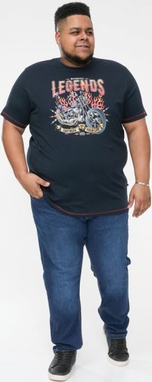 D555 JAGGER Legends Motor Bike Printed Crew Neck T-Shirt Navy - T-särgid - Suured T-särgid 2XL – 14XL
