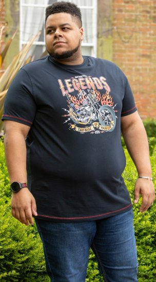 D555 JAGGER Legends Motor Bike Printed Crew Neck T-Shirt Navy - T-särgid - Suured T-särgid 2XL – 14XL