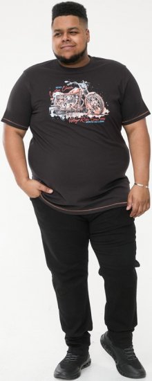 D555 LORNE Motor Bike Splatter Printed Crew Neck T-Shirt Washed Black - T-särgid - Suured T-särgid 2XL – 14XL