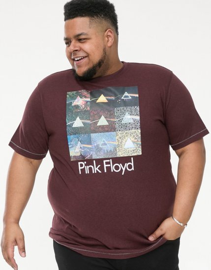 D555 DIVISION Official Pink Floyd Printed T-Shirt Burgundy - T-särgid - Suured T-särgid 2XL – 14XL