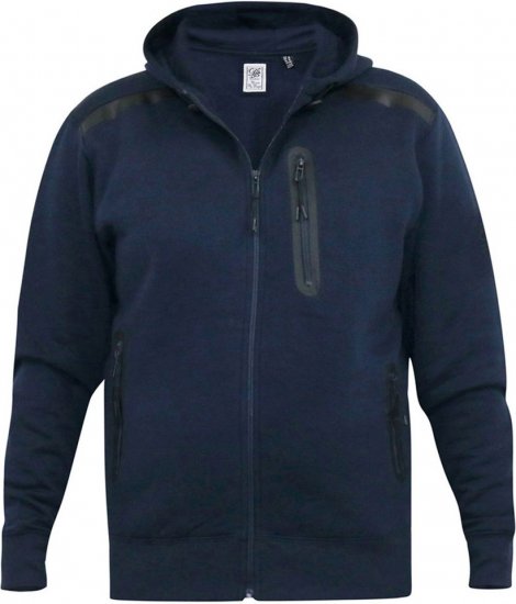 D555 GABRIEL Couture Zip Through Hoody With Reversible Zips Navy - Sviitrid ja dressipluusid - Meeste suured kapuutsiga jakid suurustes 2XL – 14XL