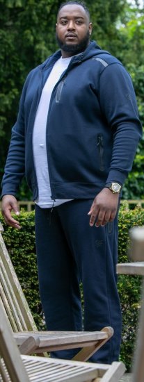 D555 GABRIEL Couture Zip Through Hoody With Reversible Zips Navy - Sviitrid ja dressipluusid - Meeste suured kapuutsiga jakid suurustes 2XL – 14XL