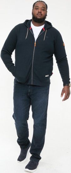 D555 IRVIN Full Zip Jacquard Hoody With Chest Embroidery Navy - Sviitrid ja dressipluusid - Meeste suured kapuutsiga jakid suurustes 2XL – 14XL