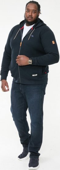 D555 IRVIN Full Zip Jacquard Hoody With Chest Embroidery Navy - Sviitrid ja dressipluusid - Meeste suured kapuutsiga jakid suurustes 2XL – 14XL