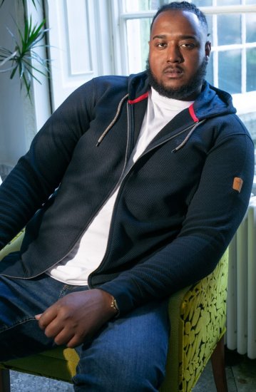 D555 IRVIN Full Zip Jacquard Hoody With Chest Embroidery Navy - Sviitrid ja dressipluusid - Meeste suured kapuutsiga jakid suurustes 2XL – 14XL