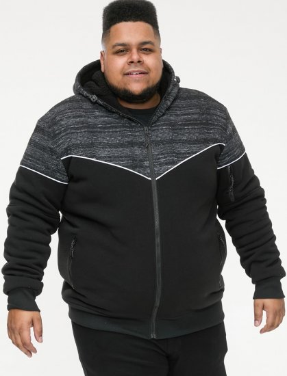 D555 HENNESSEY Zip Through Hoody With Sherpa Lining Black - Sviitrid ja dressipluusid - Meeste suured kapuutsiga jakid suurustes 2XL – 14XL