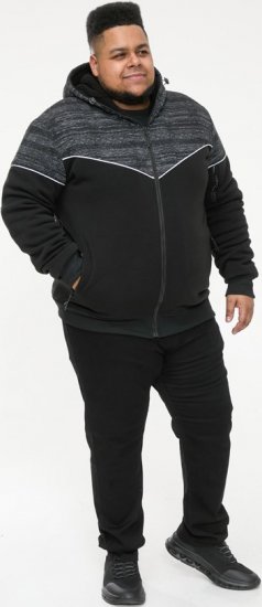 D555 HENNESSEY Zip Through Hoody With Sherpa Lining Black - Sviitrid ja dressipluusid - Meeste suured kapuutsiga jakid suurustes 2XL – 14XL