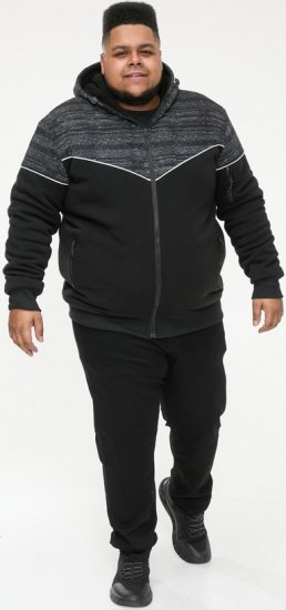 D555 HENNESSEY Zip Through Hoody With Sherpa Lining Black - Sviitrid ja dressipluusid - Meeste suured kapuutsiga jakid suurustes 2XL – 14XL