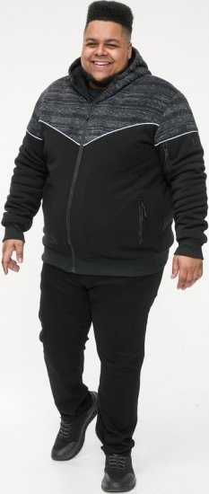 D555 HENNESSEY Zip Through Hoody With Sherpa Lining Black - Sviitrid ja dressipluusid - Meeste suured kapuutsiga jakid suurustes 2XL – 14XL