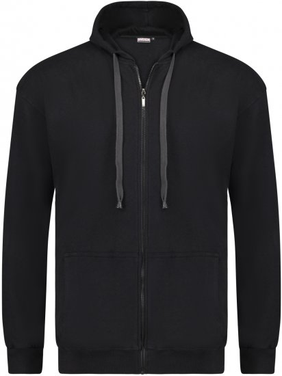 Adamo Athen Hoodie with Zipper Black - Sviitrid ja dressipluusid - Meeste suured kapuutsiga jakid suurustes 2XL – 14XL