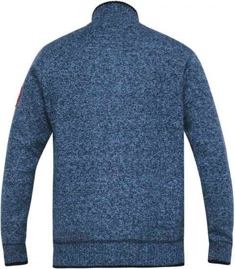 D555 ECCLES Cable Knitted Zip Through Sweater With Bonded Check Lining Denim Marl - Sviitrid ja dressipluusid - Meeste suured kapuutsiga jakid suurustes 2XL – 14XL