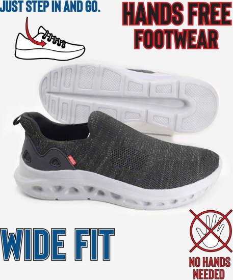 D555 Blyth 1 Kingsize Hands Free Shoes With Knitted Top Black - Meeste jalatsid 40-52 - 