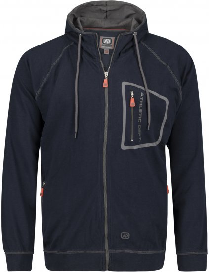 Adamo Michael Hoodie with Zipper Navy - Sviitrid ja dressipluusid - Meeste suured kapuutsiga jakid suurustes 2XL – 14XL