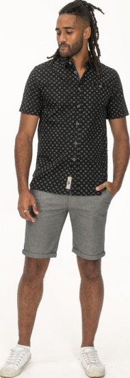 D555 Matlock Short Sleeve AOP Shirt With Hidden Button Down Black - Särgid - Meeste suured särgid 2XL – 8XL