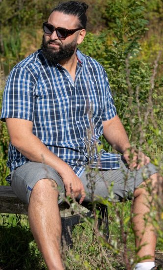 D555 Walsall Button Down Collar Short Sleeve Shirt Navy Shirt - Särgid - Meeste suured särgid 2XL – 8XL