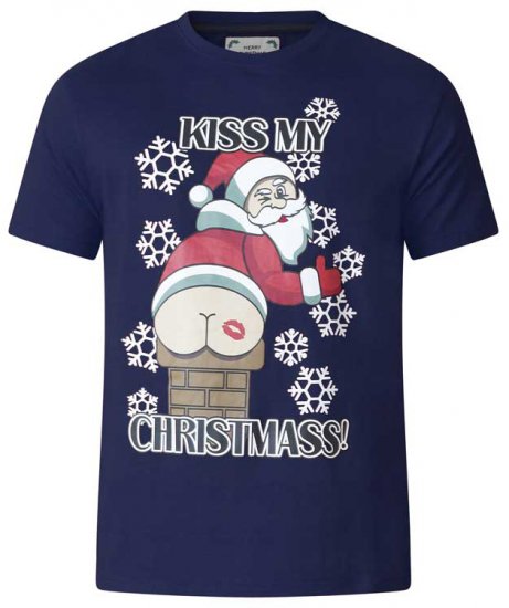 D555 Naughty X-mas T-shirt Navy - T-särgid - Suured T-särgid 2XL – 14XL