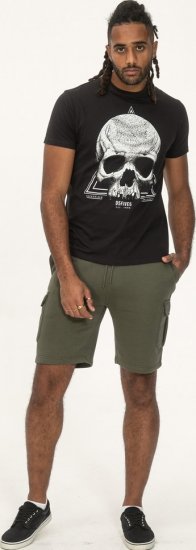 D555 Hucknall Skull Monochrome Printed Crew Neck T-shirt Washed Black - T-särgid - Suured T-särgid 2XL – 14XL