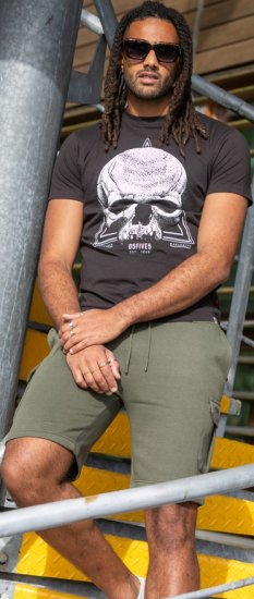 D555 Hucknall Skull Monochrome Printed Crew Neck T-shirt Washed Black - T-särgid - Suured T-särgid 2XL – 14XL