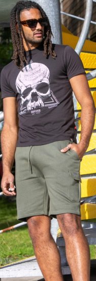 D555 Hucknall Skull Monochrome Printed Crew Neck T-shirt Washed Black - T-särgid - Suured T-särgid 2XL – 14XL