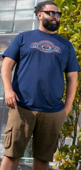 D555 Cheltenham Record With Reflection Printed T-shirt French Navy - T-särgid - Suured T-särgid 2XL – 14XL