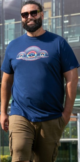 D555 Cheltenham Record With Reflection Printed T-shirt French Navy - T-särgid - Suured T-särgid 2XL – 14XL