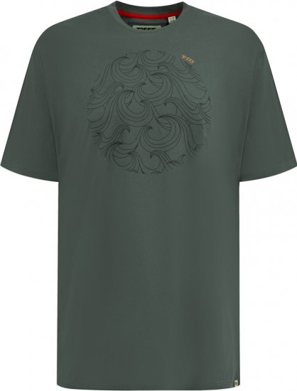 D555 Poole Circle Wave Printed Crew Neck T-shirt Khaki - T-särgid - Suured T-särgid 2XL – 14XL