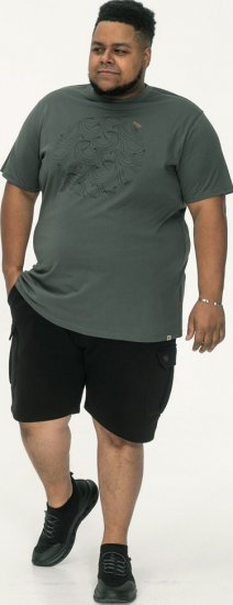 D555 Poole Circle Wave Printed Crew Neck T-shirt Khaki - T-särgid - Suured T-särgid 2XL – 14XL