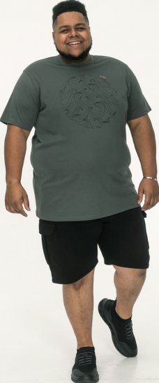 D555 Poole Circle Wave Printed Crew Neck T-shirt Khaki - T-särgid - Suured T-särgid 2XL – 14XL