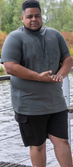 D555 Poole Circle Wave Printed Crew Neck T-shirt Khaki - T-särgid - Suured T-särgid 2XL – 14XL