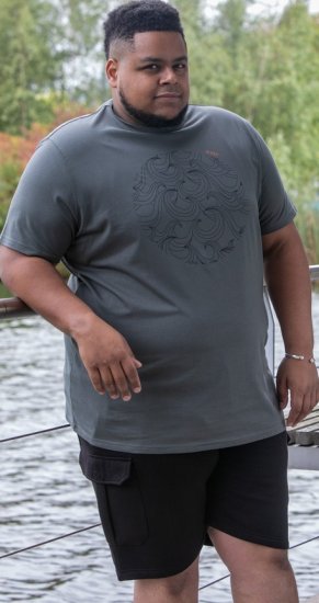 D555 Poole Circle Wave Printed Crew Neck T-shirt Khaki - T-särgid - Suured T-särgid 2XL – 14XL