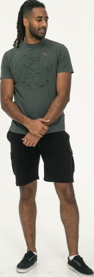 D555 Poole Circle Wave Printed Crew Neck T-shirt Khaki - T-särgid - Suured T-särgid 2XL – 14XL