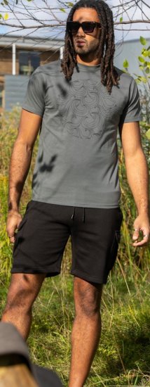 D555 Poole Circle Wave Printed Crew Neck T-shirt Khaki - T-särgid - Suured T-särgid 2XL – 14XL