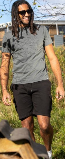 D555 Poole Circle Wave Printed Crew Neck T-shirt Khaki - T-särgid - Suured T-särgid 2XL – 14XL