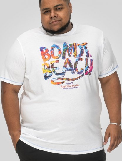 D555 SYDNEY Multi Coloured Bondi Beach Printed T-Shirt White - T-särgid - Suured T-särgid 2XL – 14XL