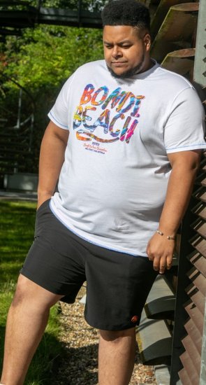 D555 SYDNEY Multi Coloured Bondi Beach Printed T-Shirt White - T-särgid - Suured T-särgid 2XL – 14XL