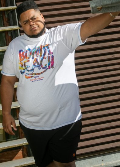 D555 SYDNEY Multi Coloured Bondi Beach Printed T-Shirt White - T-särgid - Suured T-särgid 2XL – 14XL