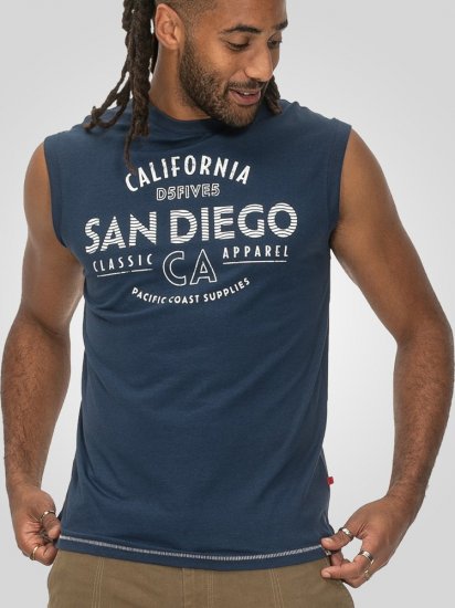 D555 Havant San Diego Printed Sleeveless T-Shirt French Navy - T-särgid - Suured T-särgid 2XL – 14XL
