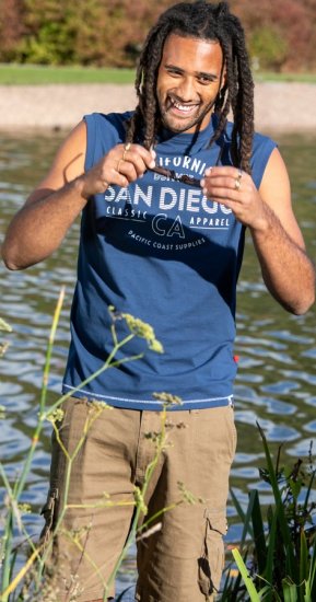 D555 Havant San Diego Printed Sleeveless T-Shirt French Navy - T-särgid - Suured T-särgid 2XL – 14XL