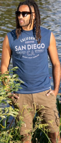 D555 Havant San Diego Printed Sleeveless T-Shirt French Navy - T-särgid - Suured T-särgid 2XL – 14XL