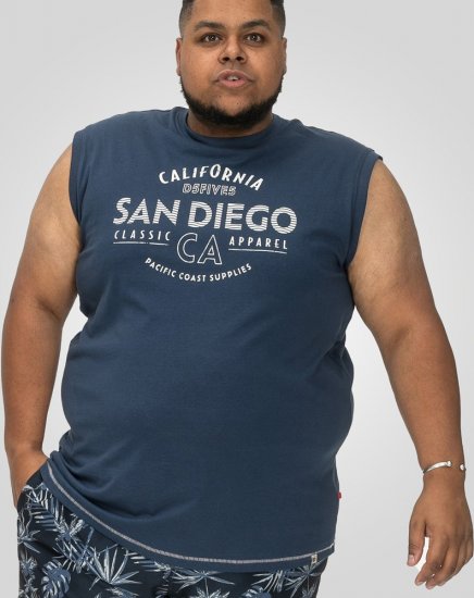 D555 Havant San Diego Printed Sleeveless T-Shirt French Navy - T-särgid - Suured T-särgid 2XL – 14XL