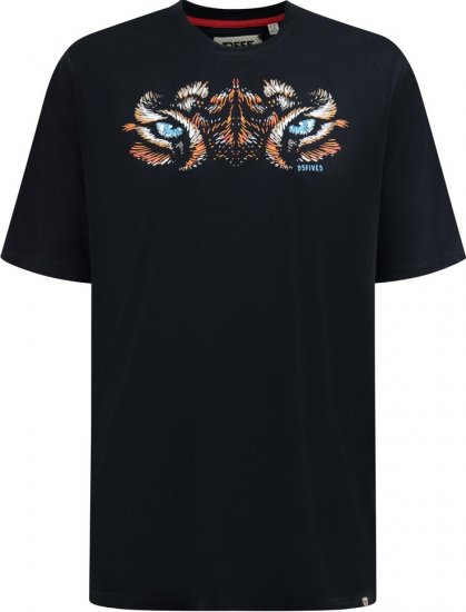 D555 Leamington Tiger Eyes Printed Crew Neck T-shirt Black - T-särgid - Suured T-särgid 2XL – 14XL