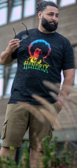 D555 Hendrix Official Jimi Hendrix Printed Crew Neck T-Shirt Black Reno - Bändi T-särgid - 