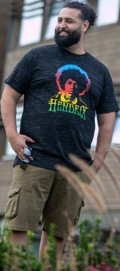 D555 Hendrix Official Jimi Hendrix Printed Crew Neck T-Shirt Black Reno - Bändi T-särgid - 