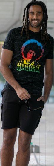 D555 Hendrix Official Jimi Hendrix Printed Crew Neck T-Shirt Black Reno - Bändi T-särgid - 