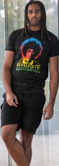 D555 Hendrix Official Jimi Hendrix Printed Crew Neck T-Shirt Black Reno - Bändi T-särgid - 