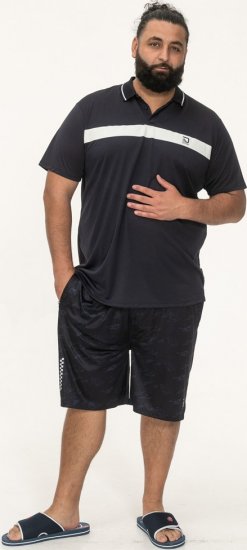 D555 Hinckley Stretch Polo With Contrast Tipping Collar Navy - Polosärgid - Meeste suured polosärgid 2XL – 8XL