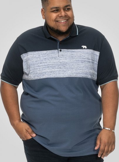 D555 Leeds Cut And Sew Polo With Jacquard Collar And Cuffs Navy - Polosärgid - Meeste suured polosärgid 2XL – 8XL
